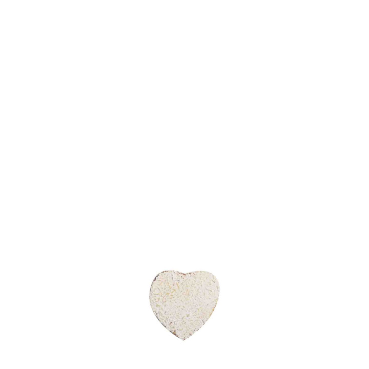 White/rusty metal heart with loop  h4 cm