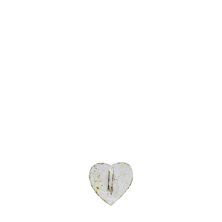 Cuore metallo bianco e ruggine con asola h4 cm