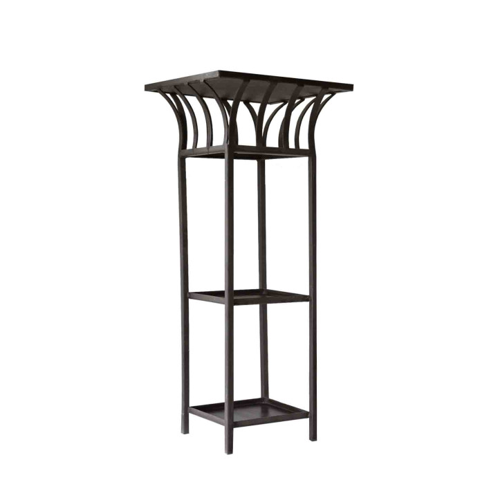 Jardiniere noire avec 3 etageres 45x45xh105 cm