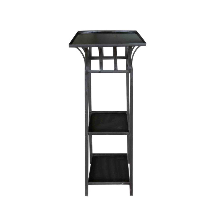Fioriera colonna 3 piani ferro nera 45 x 45 h105 cm