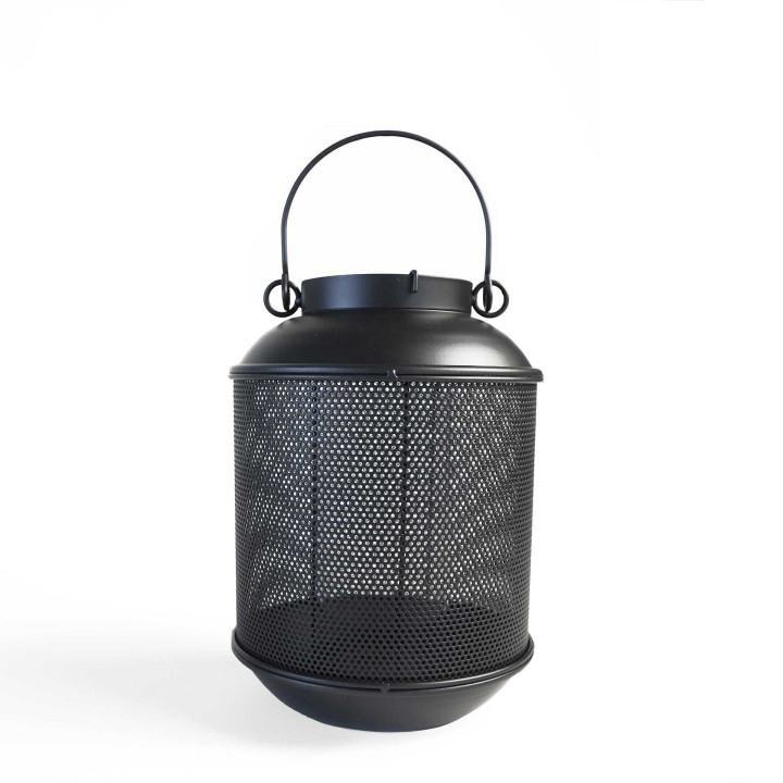 Lanterne ajouree en fer noir mat d16 h23 cm