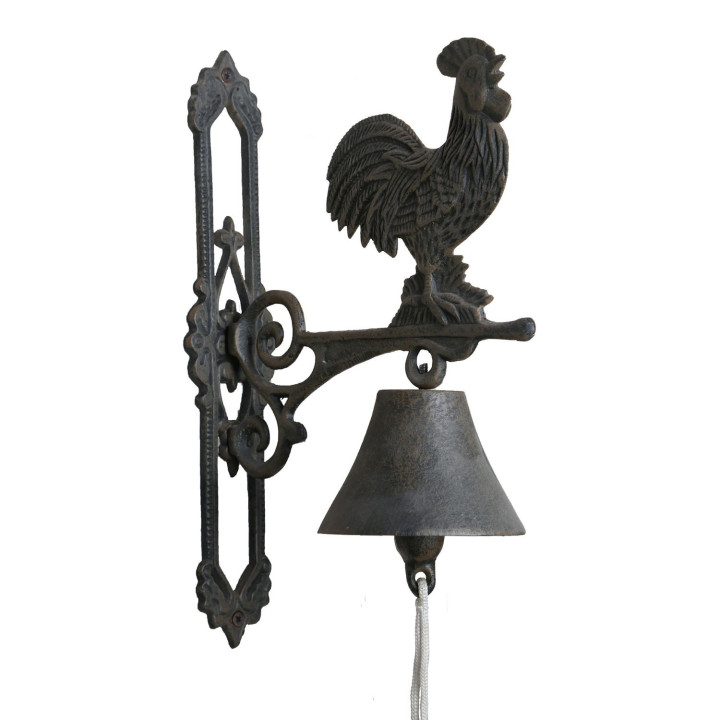 Iron rooster with bell and clapper h33 cm
