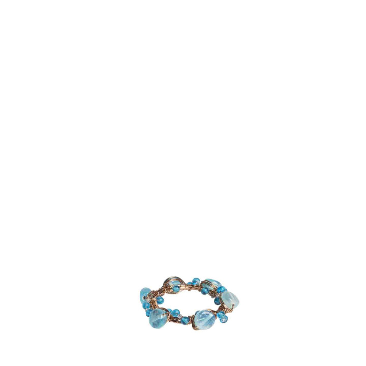 Rond de serviette avec perles bleues d6 cm