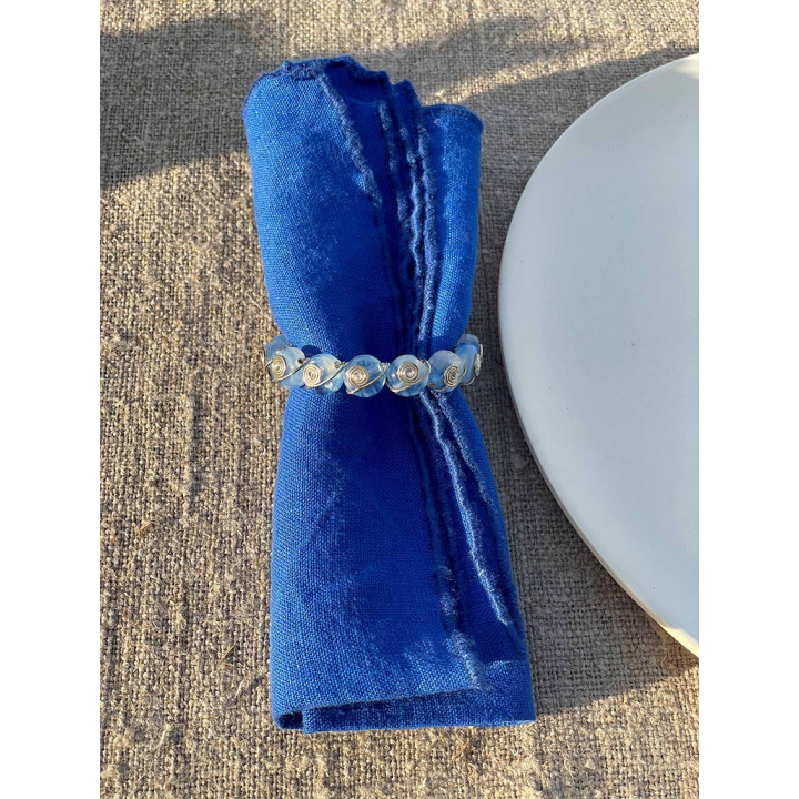 Napkin ring with blue metal spiral d5.5 cm