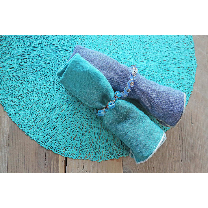 Napkin ring with blue metal spiral d5.5 cm