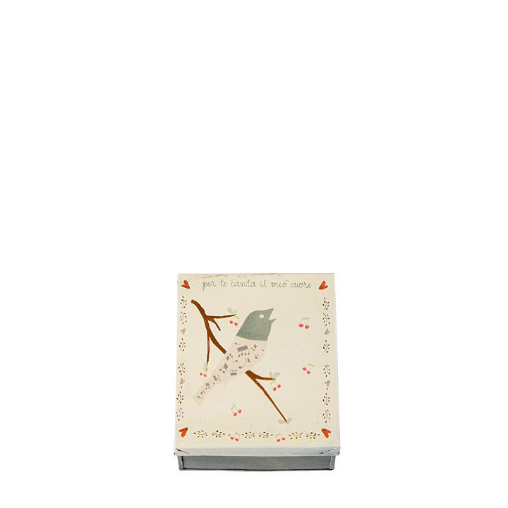 Boite en fer-blanc oiseau 13 x 15 h7.5 cm