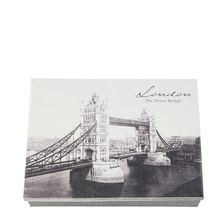 Box in latta foto tower bridge e scritta london 24 x 32 cm