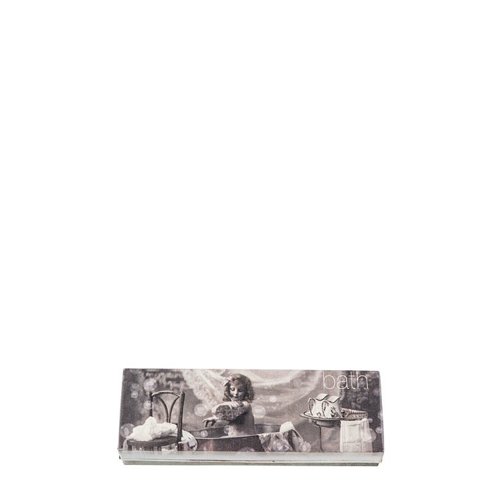 Box in latta con foto bimba nel bagno e scritta 7.5 x 23.5 h4 cm