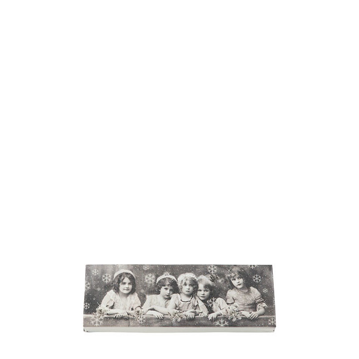 Boite en fer-blanc avec 5 fillettes 7.5 x 23.5 h4 cm