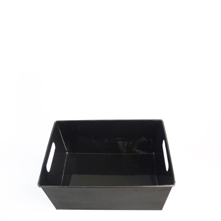 Black tin waterproof box polished internale surface 21x31 h16 cm