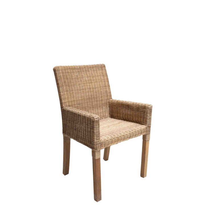 Chaise dining en osier avec bras 45x56 h87 cm