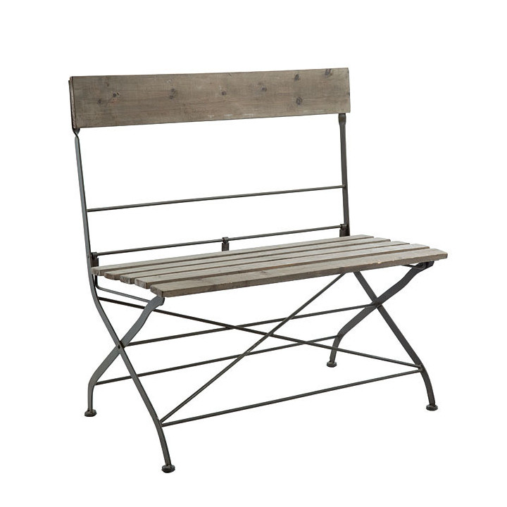 Panca bistrot in legno e ferro 90 x 43 h93 cm