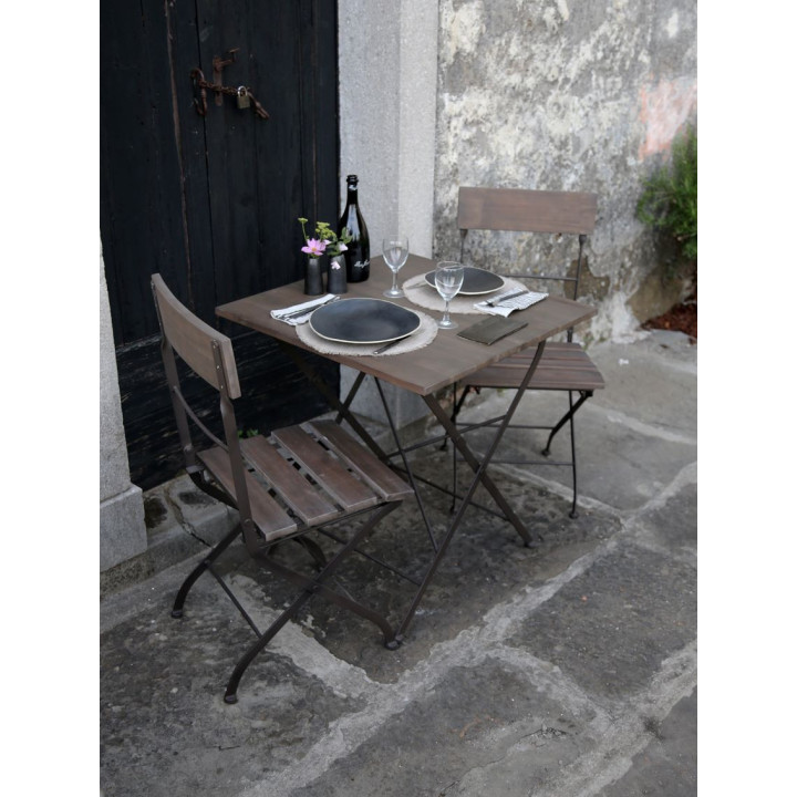 New folding wood and iron bistrot table