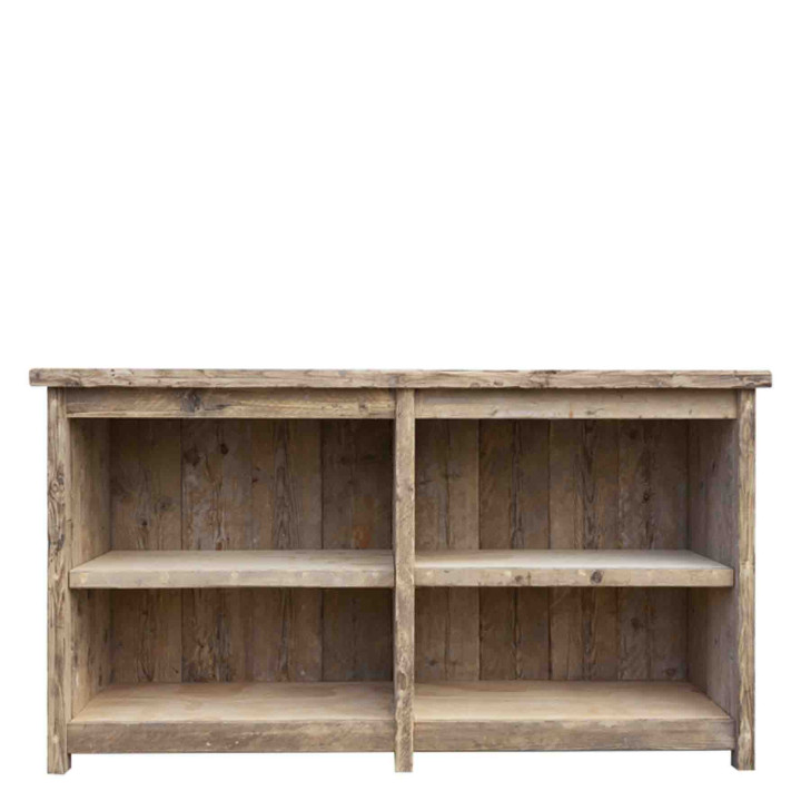 Bancone bar assi grezze con due ripiani 180 x 60 h100 cm