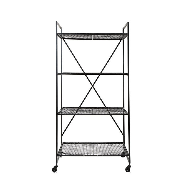 Struttura carrello in ferro a 4 piani colore nero 54 x 79 h155 cm