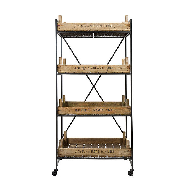 Iron cart structure with 4 levels 54 x 79 h155 cm