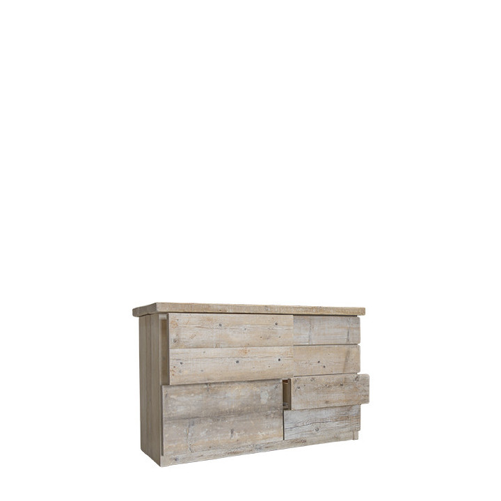 Raw plank furniture with 6 drawers 145.5 x 63 h90 cm