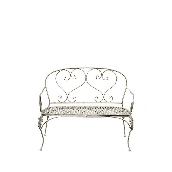 Banc en fer gris marquete  43 x 106 h93 cm