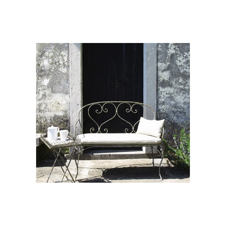 Banc en fer gris marquete  43 x 106 h93 cm