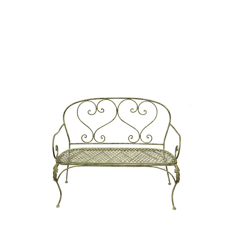 Green inlaid iron bench 43 x 106 h93 cm