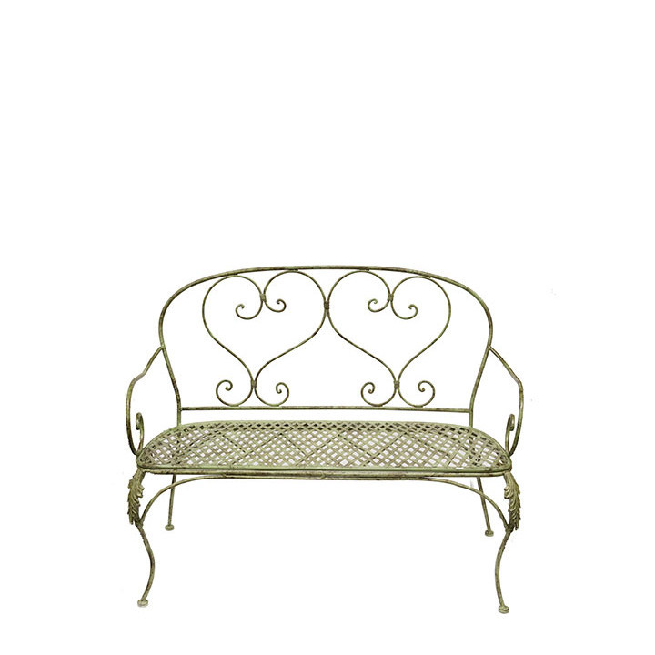 Green inlaid iron bench 43 x 106 h93 cm