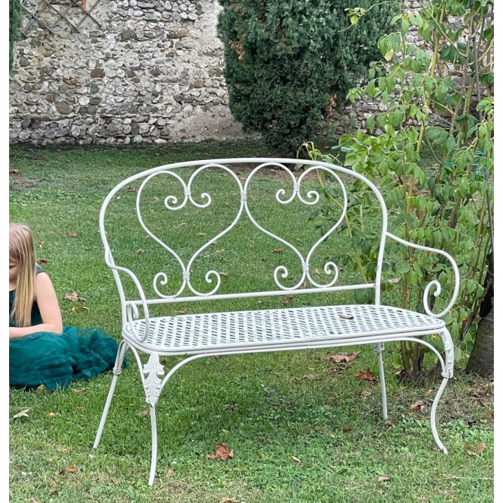 Banc en fer vert marquete 43 x 106 h93 cm