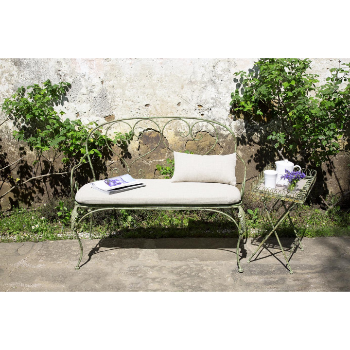 Green inlaid iron bench 43 x 106 h93 cm