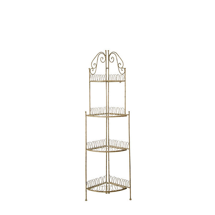 Angular grey inlaid iron etagere with 4 shelves h153 cm