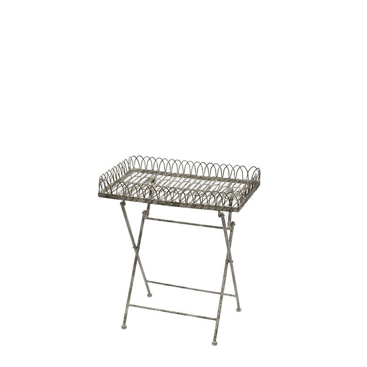 Plateau en fer gris marquete sur base 33.5 x 51.5 h60 cm