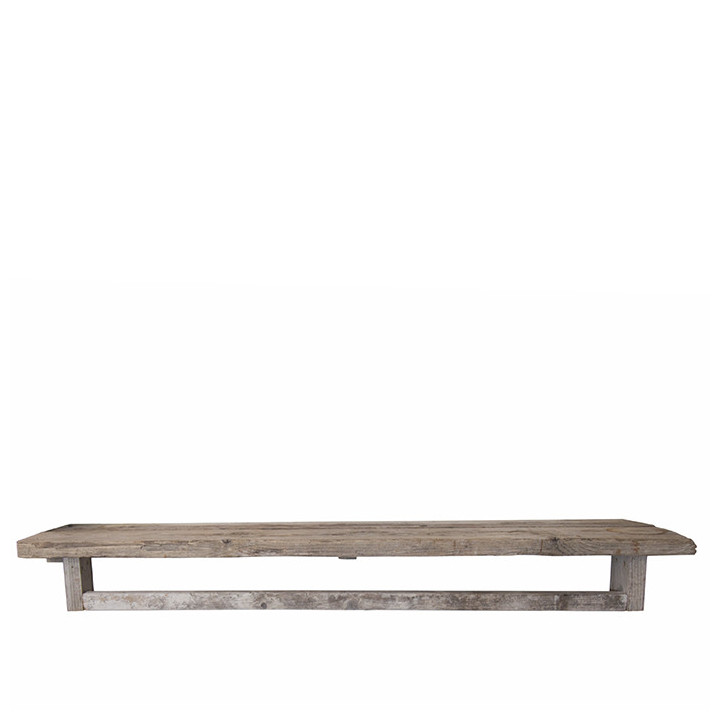 Etagere en bois brut avec porte-serviettes 50 x 170 h20 cm