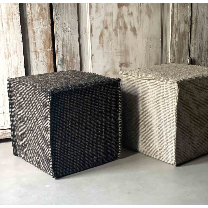 Pouf cubo in juta/cotone