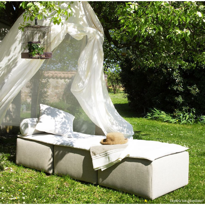 Pouf with removable lining for outdoor use linen colour 67 x 67 h38 cm