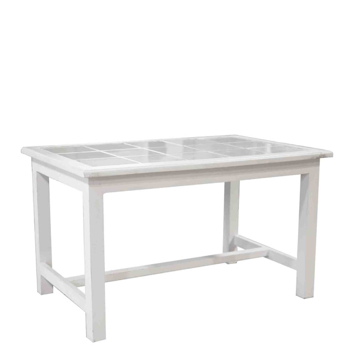 Table vintage blanche avec carreau 52x87 h50 cm