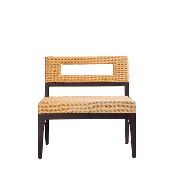 Shabby wood and wicker armchair 70 x 47 cm