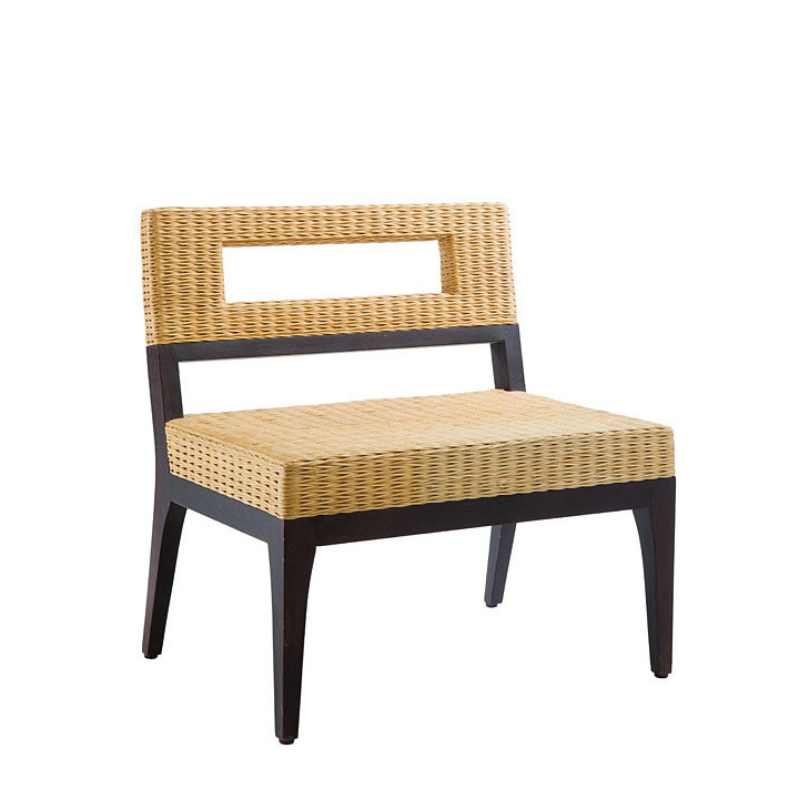 Shabby wood and wicker armchair 70 x 47 cm