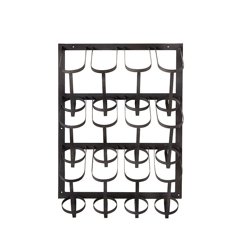 Porte bouteilles en fer noir pour 12 bouteilles h47 cm