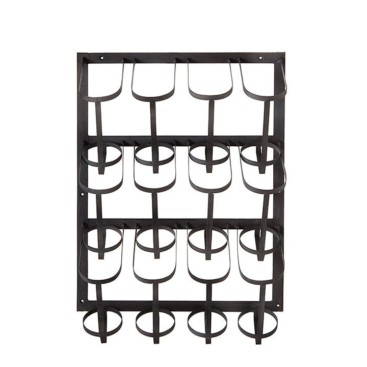 Portabottiglie cantina parete x 12 ferro nero 47 cm