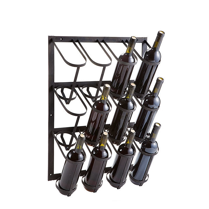 Porte bouteilles en fer noir pour 12 bouteilles h47 cm