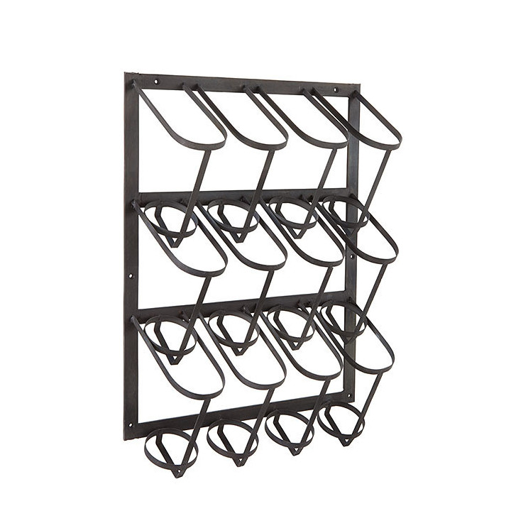 Portabottiglie cantina parete x 12 ferro nero 47 cm