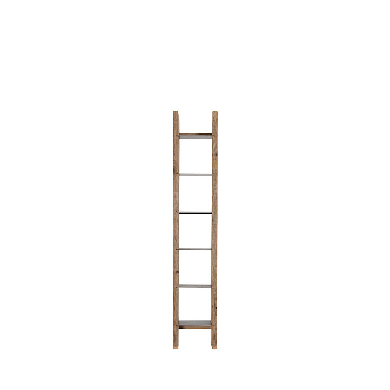 Raw plank bookcase with steel shelves 38 x 25 h200 cm