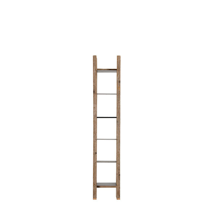 Bibliotheque en bois brut d'acier avec etageres 38 x 25 h200 cm