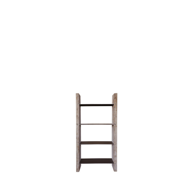 Bibliotheque en bois brut d'acier avec etageres 60 x 24 h110 cm