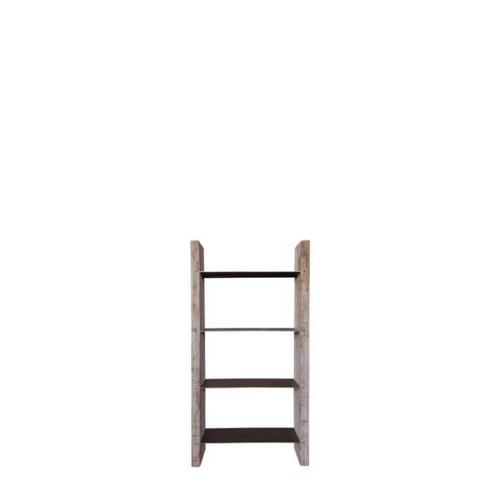 Libreria assi grezze e acciaio 60 x 23 h110 cm