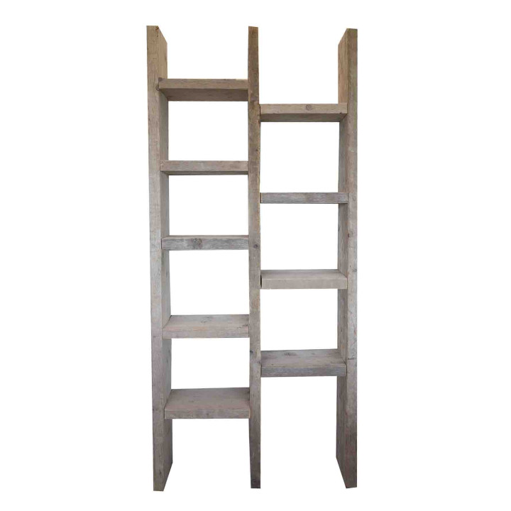 Raw plank shelf with 9 compartments 84x34 h200 cm