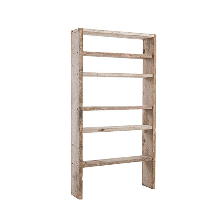 Etagere en bois brut avec 6 compartiments 100 x 24 h185 cm