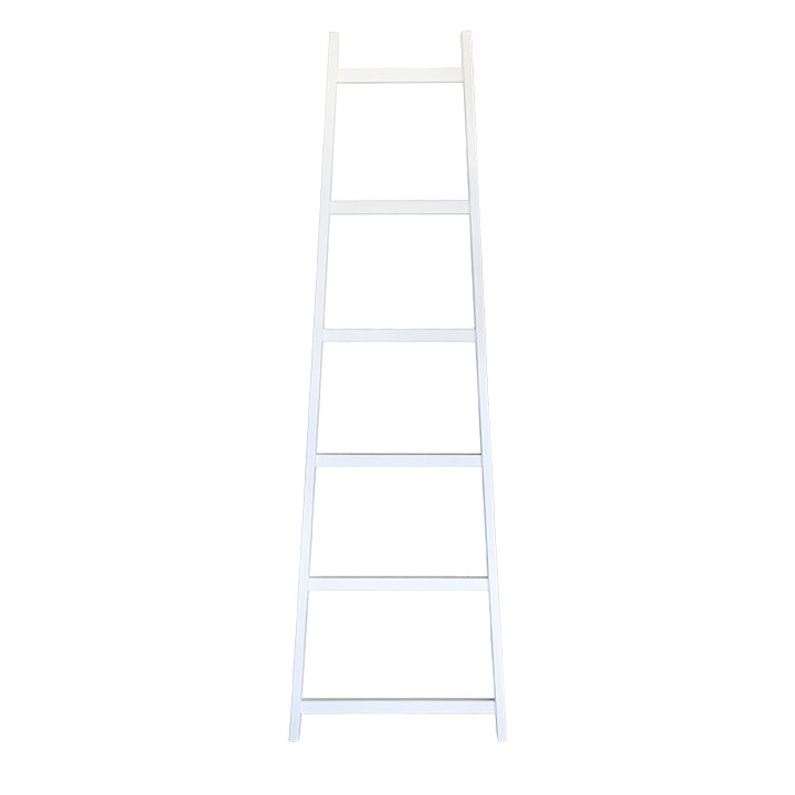 Scala espositiva in legno 6 pioli colore bianco 59.5 x 5.6 h200 cm