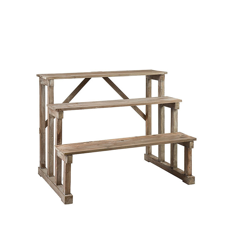 Scala espositiva bistrot in legno con 3 ripiani 100 x 70 h80 cm