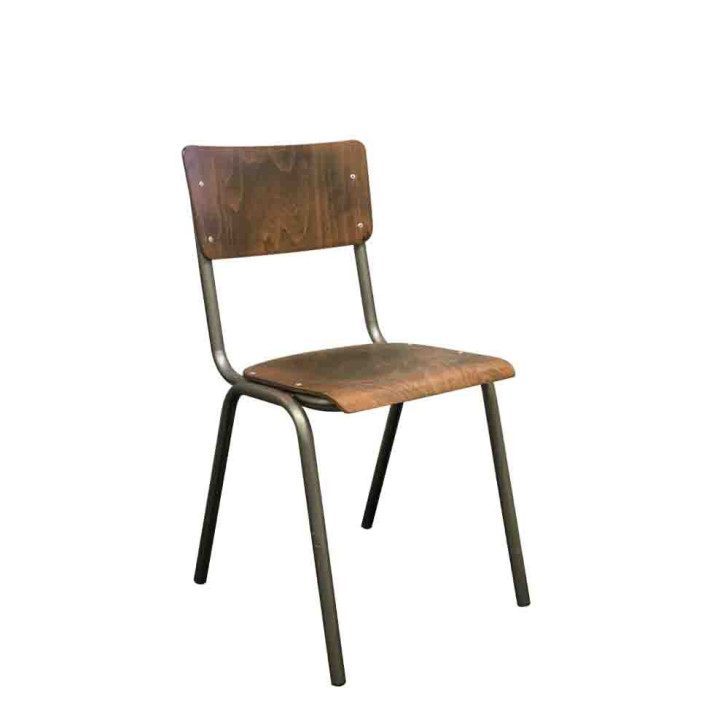Chaise en hetre vieilli avec structure en metal 37x43 h81 cm