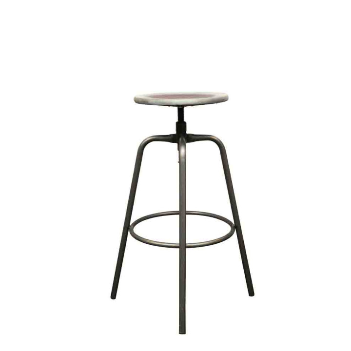 Tabouret en hetre vieilli avec structure en metal d35 h76 cm