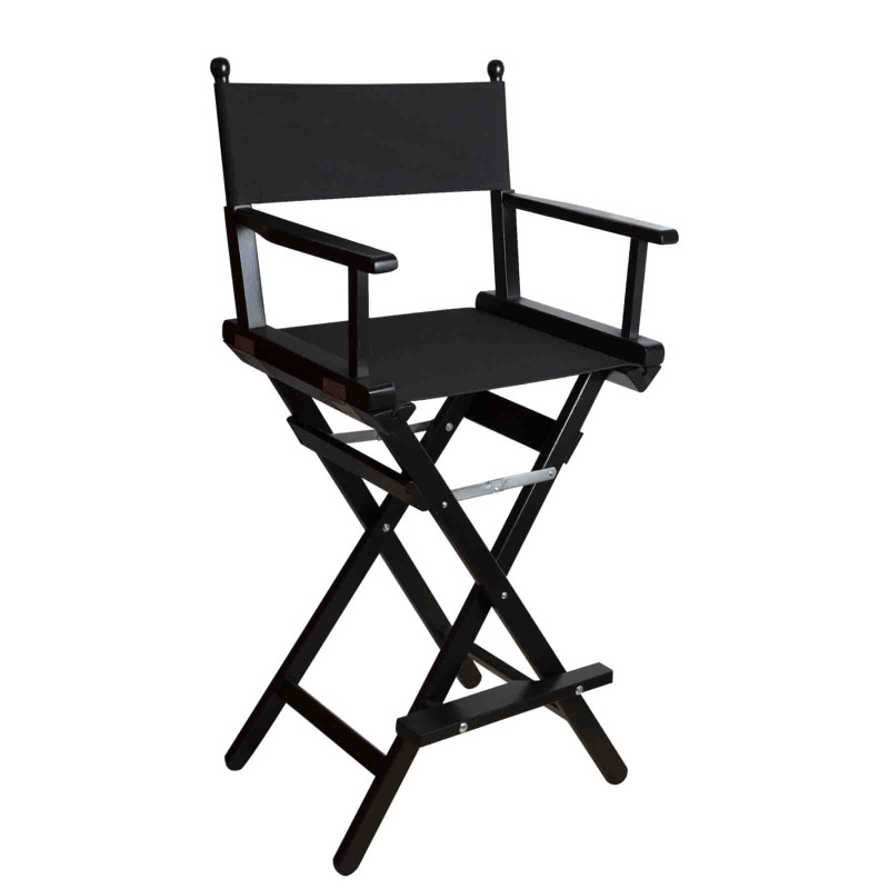 Black tall folding director's chair 42x56 h120 cm